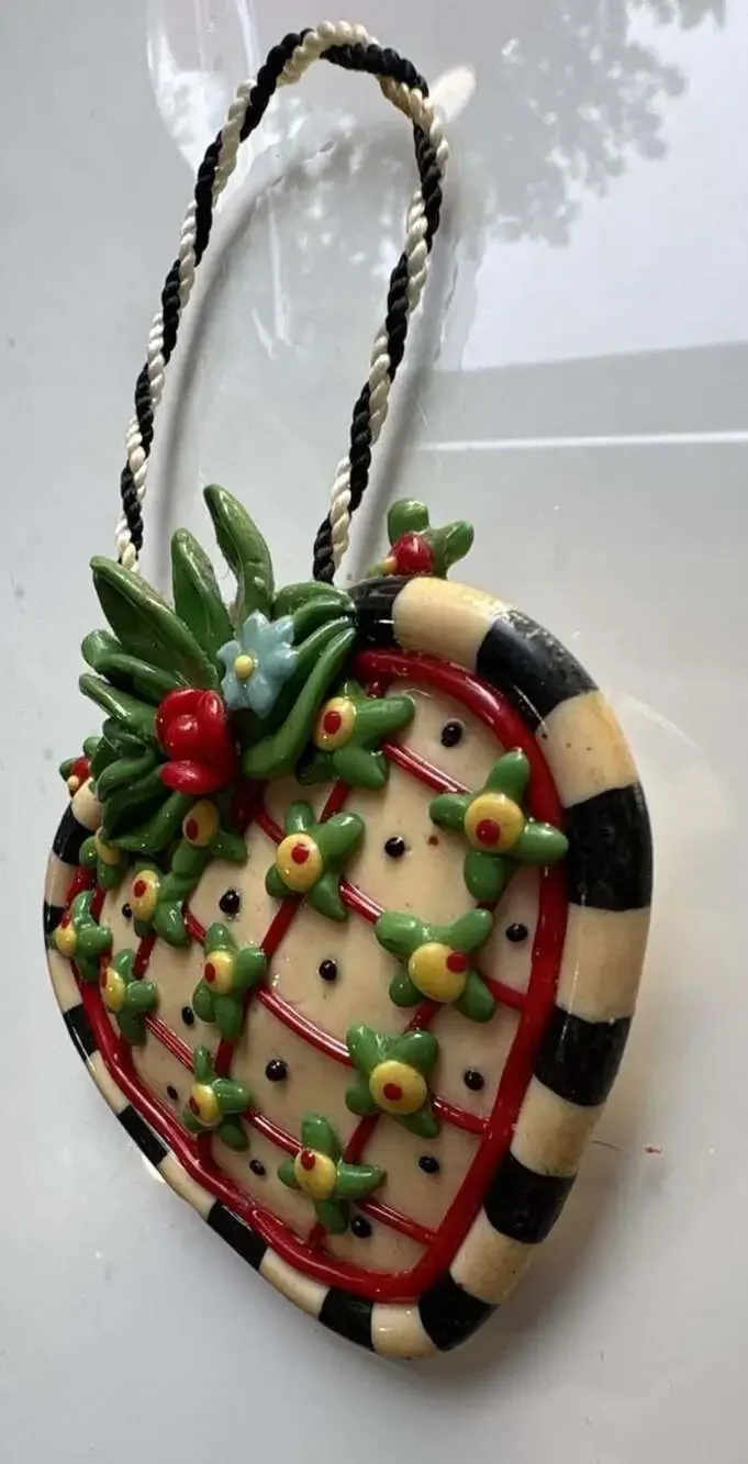 Mary Engelbreit Heart Shaped Decorative Ornament with Floral Pattern